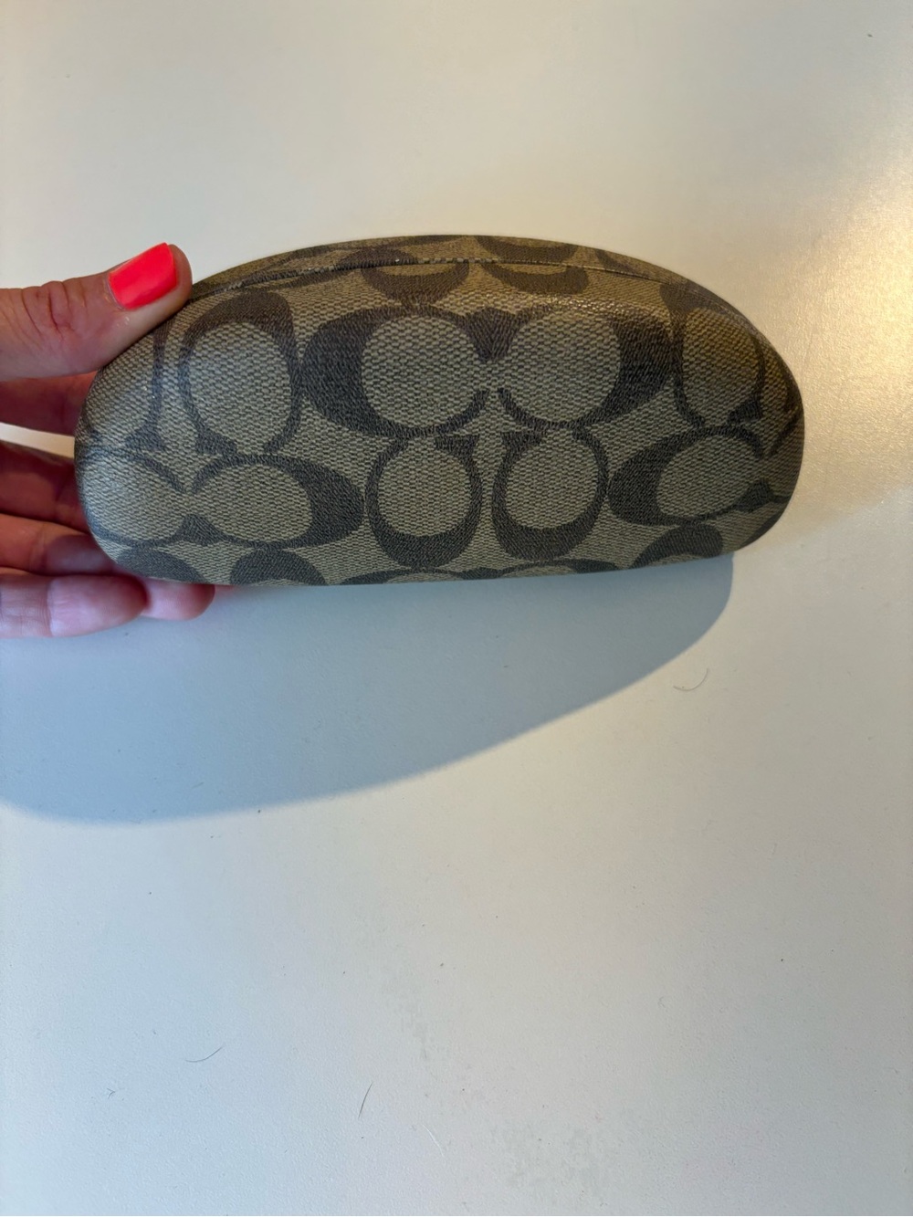 Coach Signature 'C' Pattern Eyeglass Case in Khaki and Chocolate